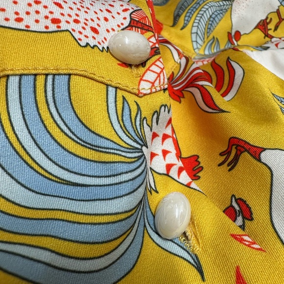NWT Unique Vintage Mustard & Red Rooster Print Fit & Flare Dress Sz 2X/18 - Picture 7 of 16